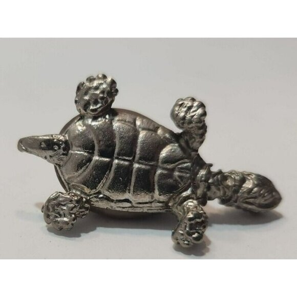 Vtg Silver Colored Metal And Real Shell Turtle Figurine 2.25" by 1" - Picture 7 of 10